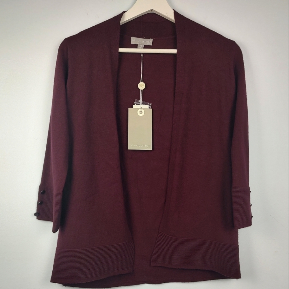 Evolution Women's Open Front Plum Cardigan Various Sizes NWT